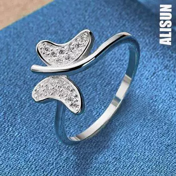 Кольцо-бабочка из стерлингового серебра 925 пробы с цирконом класса ААА 7#