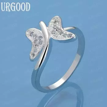 Кольцо-бабочка из стерлингового серебра 925 пробы с цирконом класса ААА, модные свадебные украшения 7#
