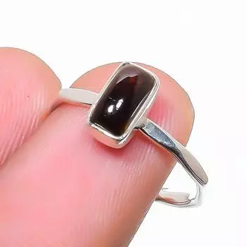 Кольцо-багет из стерлингового серебра 925 пробы с натуральным турмалином, размер 6,5, подарок 6.5 US