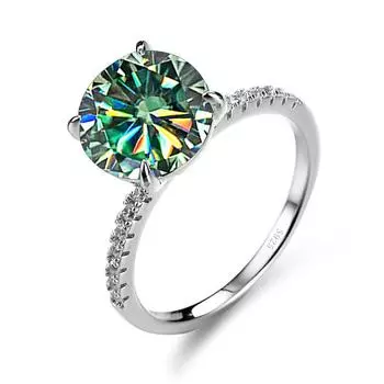 Кольцо Bague Ringen из настоящего муассанита с сертификатом Gra круглой огранки, 5 карат, зеленый муассанит, камень для свадебной вечеринки, изысканный ювелирный подарок 5ctNo.9-No.20 чёрный