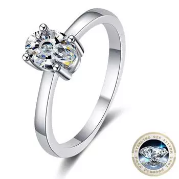 Кольцо Bague Ringen из стерлингового серебра 925 пробы с муассанитом овальной формы 1 карат с сертификатом, оригинальные обручальные свадебные украшения с бриллиантами 1ctNo.9-No.20 белый