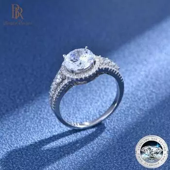 Кольцо Bague Ringen круглое 8 мм с имитацией бриллианта с полной инкрустацией бриллиантами 5A Циркон из стерлингового серебра 925 пробы Обручальное кольцо и кольцо для предложения 6cm белый