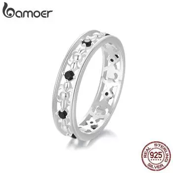 Кольцо BAMOER из стерлингового серебра 925 пробы, устойчивое к потемнению кольцо с полым ирисом в винтажном стиле 6