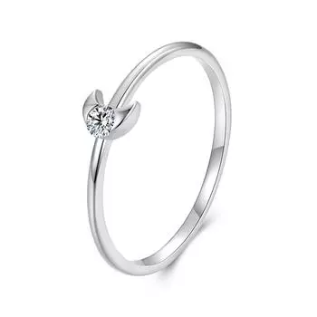 Кольцо BAMOER из стерлингового серебра 925 пробы с луной для женщин, универсальное, минималистичное, с покрытием из кубического циркония, белое золото, изящное ювелирное украшение, подарок 1.2mm серебряный