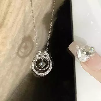 Кольцо-бант, ожерелье, ювелирные изделия, женская легкая роскошная ниша, глазурованная подвеска, темперамент, пригородная, нержавеющая сталь, ключичная цепочка