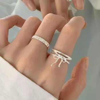 Кольцо-бантик из стерлингового серебра S925, женское, нежное, милое, открытое кольцо, особый интересный дизайн, кольцо на указательный палец серебряный