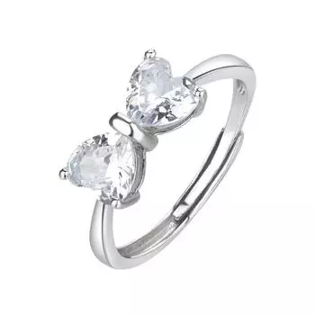 Кольцо-бантик «Принцесса на ходу» из стерлингового серебра 925 пробы, симпатичное кольцо с бриллиантами высокого класса «Двойная любовь», нишевое кольцо с открытым указательным пальцем opening adjustable