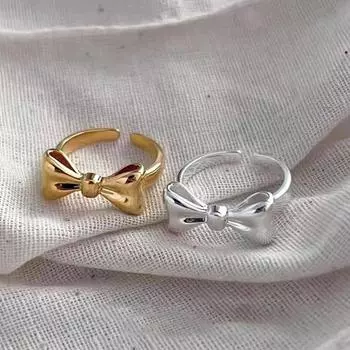 Кольцо-бантик, женское, простой нишевый дизайн, простое кольцо, милое, маленькое и свежее отверстие, регулируемое кольцо на указательный палец