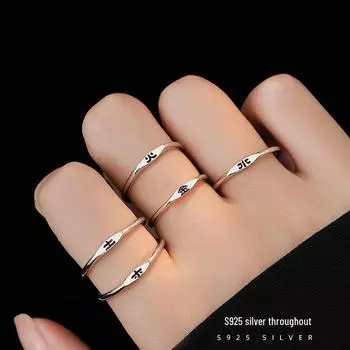 Кольцо Banyan Tree Five Elements Glaze: Серебряное кольцо S925, дизайн «Золото, Дерево, Вода, Огонь, Земля», женское модное кольцо на указательный палец. RS1028 Text Wood белый