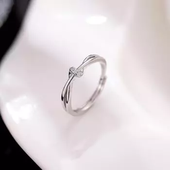 Кольцо Banyan Tree S925 из серебра в корейском стиле с бриллиантовым узлом Mobius для женщин RS984, adjustable opening серебряный