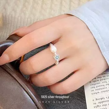 Кольцо Banyan Tree S925 Silver Blue Glaze Flower Pearl RS3021, One Size серебряный