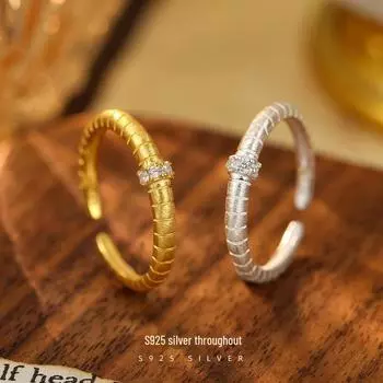 Кольцо Banyan Tree S925 Silver Diamond Satin Brushed для женщин с регулируемой высотой RS3052