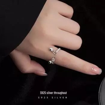 Кольцо Banyan Tree S925 Silver для женщин, двойное, дворец, колокольчик в старинном стиле Adjustable opening белый