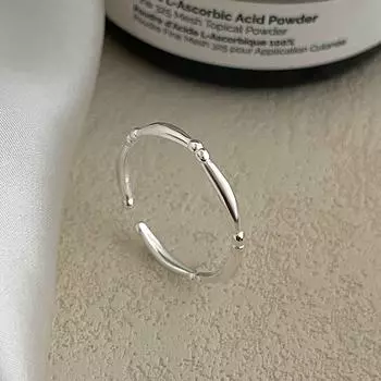 Кольцо Banyan Tree S925 Silver Fine Line Open Stacking для женщин - минималистский корейский стиль Adjustable opening серебряный