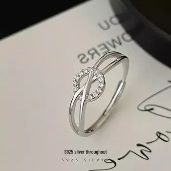 Кольцо Banyan Tree S925 Silver Luxury Diamond Cross Регулируемое женское RS3028, Adjustable opening белый