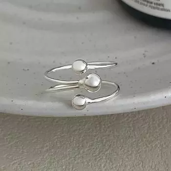 Кольцо Banyan Tree S925 Silver с тремя шариками, нерегулярной формы, женское модное крестовое кольцо Adjustable opening серебряный