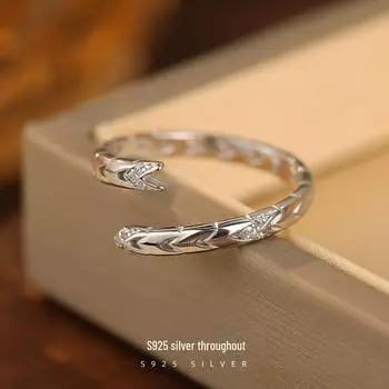 Кольцо Banyan Tree S925 Silver Snake Open Ring, женское б/у роскошное бриллиантовое кольцо на указательный палец 2024 Adjustable opening белого золота