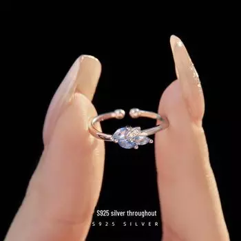 Кольцо Banyan Tree S925 Silver в виде простого геометрического листа из Японии и Кореи для женщин - Trendy Niche Design RS1020, Adjustable opening серебряный