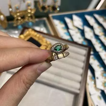 Кольцо Baojia Fa из старинного золота в виде головы змеи с бриллиантами, высококачественный нишевый дизайн, универсальное изысканное открытое кольцо