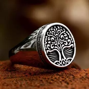 Кольцо Beier из полированной титановой стали для мужчин Viking Tree of Life US No. 13