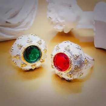 Кольцо BELLA BOX Италия Bratti с гравировкой из золота и двухцветным рубином из золота, подходит для женщин, свадебных банкетных нарядов Adjustable Opening красный