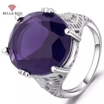 Кольцо Bella Box с фиолетовым аметистом и цирконием для Wemon, высокое качество, блестящий кубический цирконий, изящные женские нежные аксессуары 6 фиолетовый
