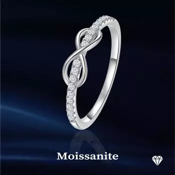Кольцо Eternity Moissanite из серебра 925 пробы для женщин, кольцо-крест из стерлингового серебра 925 пробы с муассанитом 5 белый
