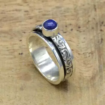 Кольцо беспокойства из стерлингового серебра 925 пробы, женское кольцо-спиннер ручной работы Fidget 4 серебряный