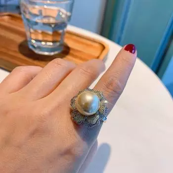 Кольцо бледно-золотистого цвета с жемчугом Fritillary для женщин, модное, регулируемое, на руку, модное
