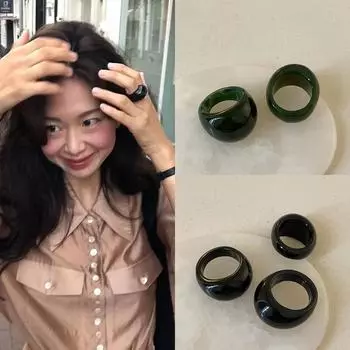 Кольцо Blogger Black Agate Ring женское ретро легкое роскошное изысканное модное кольцо