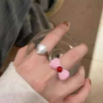 Кольцо Bow Love Moonstone Open Ring для женщин, летнее, нишевое, дизайн, кольцо на указательный палец, модное, индивидуальное, регулируемое кольцо One Size