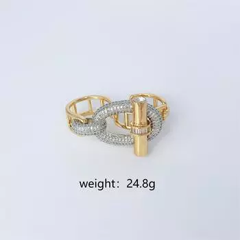 Кольцо-браслет Crossbar Ot Series, комплект из светло-серого медного инкрустированного циркония, женский браслет