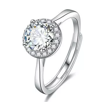 Кольцо Bud Princess с круглым бриллиантом в 1 карат и четырьмя когтями, бриллиантовое женское кольцо, простое бриллиантовое кольцо opening adjustable