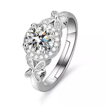 Кольцо Butterfly Love, женская мода, роскошь, инкрустация бриллиантами, классическое, с четырьмя когтями, инкрустированное цирконием весом в один карат, открытое универсальное кольцо с бриллиантами adjustable