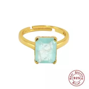 Кольцо Canner из стерлингового серебра 925 пробы с сапфиром Параиба, турмалиновые кольца, женские регулируемые вечерние кольца, очаровательные Высокие ювелирные изделия золотой