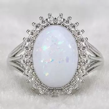 Кольцо Cellacity с овальным белым опалом для женщин, серебро 925 пробы, ювелирные изделия, драгоценные камни, геометрия, классический простой дизайн, женские украшения для свадьбы 6 белый