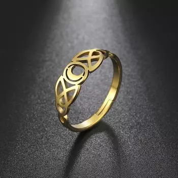 Кольцо Celtic Trinity Knot Moon Ring из нержавеющей стали с регулируемым ободком для женщин opening adjustable