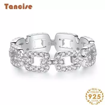 Кольцо-цепочка из стерлингового серебра 925 пробы, женское кольцо с бриллиантами в виде свиньи в носу, кольцо для пары, кольцо в виде хвоста, перекрывающийся стиль, универсальный стиль 5 серебряный