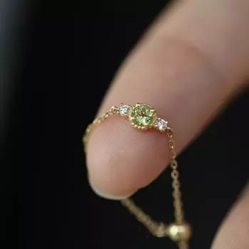 Кольцо-цепочка с регулируемым оливковым покрытием из стерлингового серебра S925, женское, в стиле японского меньшинства opening adjustable