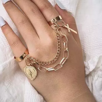 Кольцо-цепочка в стиле панк с серебряным покрытием для женщин, модное кольцо на палец в стиле хип-хоп, регулируемые ювелирные аксессуары, подарок