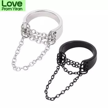 Кольцо-цепочка в стиле панк с несколькими слоями и кисточками, черное и серебряное, для мужчин и женщин, хип-хоп, рок, готика, украшения, аксессуары для ночных клубов и пабов 8