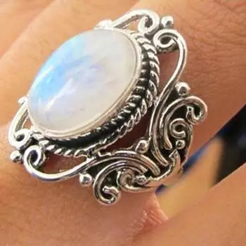 Кольцо Chenrui Retro Moonstone Electroplated Ring - европейская и американская панк-бижутерия AJZ30239, number 10