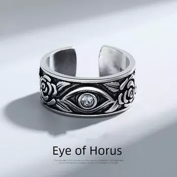 Кольцо Chiba Men s Eye of Horus: Ретро-изделие из тайского серебра S925 TJ-122, Adjustable opening