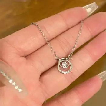 Кольцо Цирконий Ожерелье Женское Лето Ins Простая Переплетенная Ключичная Цепочка Нержавеющая Сталь Легкая Роскошь Ниш Дизайн Аксессуары