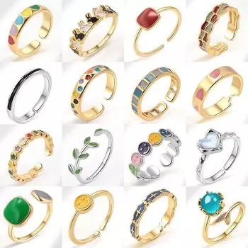 Кольцо Color Dripping Love Open Ring для женщин, нишевое, элитное, легкое, роскошное, эмалированное, ювелирное изделие adjustable