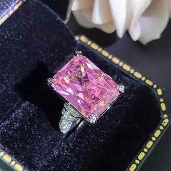 Кольцо Color Treasure Paraiba Emerald Ring Открытое женское прямоугольное