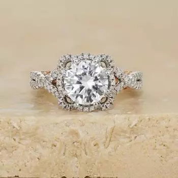 Кольцо Commuter Rose Gold White Diamond Round Flower Edge Cross Ring Jewelry Women No. 6