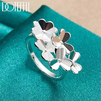 Кольцо-цветок из стерлингового серебра 925 пробы, модные свадебные украшения 7#