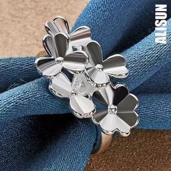 Кольцо-цветок из стерлингового серебра 925 пробы, модные свадебные украшения 7#