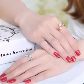 Кольцо Цветущая Слива Любовь Мода Двухслойное Личное Серебряное Подвижное Кольцо белый